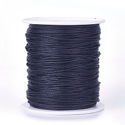 Black Waxed Cotton Thread Cords, Black, 1.5mm, about 100yards/roll(300 feet/roll)