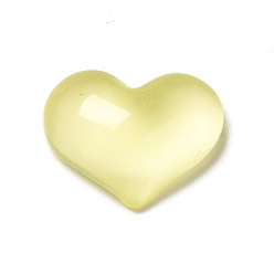 Light Yellow Luminous Transparent Resin Cabochons, Heart, Light Yellow, 15.5x20x7mm