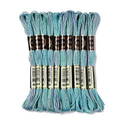 Cadet Blue 10 Skeins 6-Ply Polyester Embroidery Floss, Cross Stitch Threads, Segment Dyed, Cadet Blue, 0.5mm, about 8.75 Yards(8m)/skein