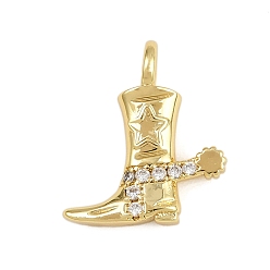 Настоящее золото 18K Латунные микро проложить кубического циркония подвески, брелоки для ботинок, стойки покрытие, долговечный, без кадмия и без свинца, реальный 18 k позолоченный, 19x17x6 мм, отверстие : 4 мм