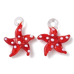 (123L) Белый крем непрозрачный блеск Подвески лэмпворк ручной работы, морская звезда, огнеупорный кирпич, 34~40x31~36.5x6~9 мм, отверстие : 3~7 мм