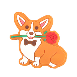 Темно-Оранжевый Экологичные силиконовые фокусные бусины в форме собаки, пищевые, экологически чистые, темно-оранжевый, 28.5 мм