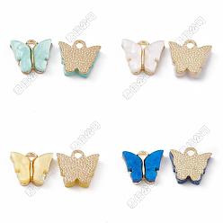 (52) Непрозрачная лаванда 20шт 4 цвета акриловые подвески, Сплав с поиска, очарование бабочки, разноцветные, 13~15x14x3 мм, отверстие : 1.6~2 мм, 5 шт / цвет