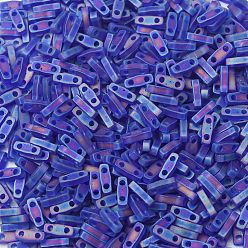 (QTL151FR) Matte Transparent Cobalt AB MIYUKI Quarter TILA Beads, Japanese Seed Beads, 2-Hole, (QTL151FR) Matte Transparent Cobalt AB, 5x1.2x1.9mm, Hole: 0.8mm, about 480pcs/10g