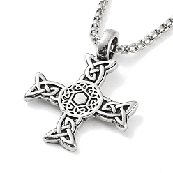 Cross Tibetan Style Alloy Pendant Necklaces, Cross, 23.62 inch(60cm), Corss: 35.5x27.5mm
