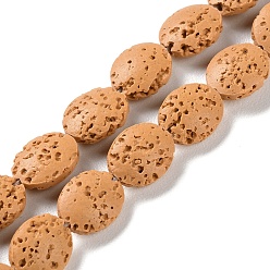 Сэнди Коричневый Нити бусин из натурального камня, окрашенные в лавовый камень, Плоско-овальные, песчаный коричневый, 10~11x8~8.5x4 мм, отверстие : 0.6 мм, около 36 шт / нитка, 14.80'' (37.6 см)