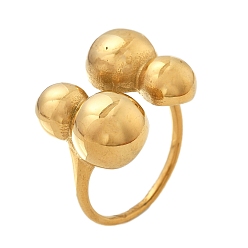 Золотой 304 четыре круглых манжетных кольца из нержавеющей стали, ионное покрытие (ip), золотые, размер США 8 1/2 (18.5 мм)