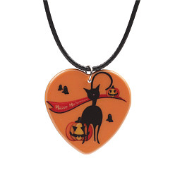 Orange cat necklace Halloween Pumpkin Ghost Cat Zombie Necklace Jewelry for Women