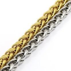 Mixed Color Trendy 304 Stainless Steel Wheat Chain Bracelets, with Lobster Claw Clasps, Mixed Color, 7-7/8 inch(200mm), 8mm