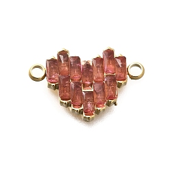 Индийский Красный 304 подвески-сердечки из нержавеющей стали со стразами, ионное покрытие (ip), реальный 14 k позолоченный, Индийская красная, 10x15.5x2.5 мм, отверстие : 1.4 мм