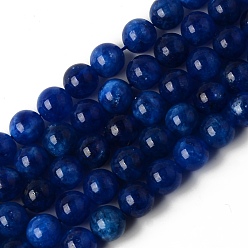 Midnight Blue Natural Quartz Beads Strands, Dyed & Heated, Imitation Kyanite, Round, Midnight Blue, 8~8.5mm, Hole: 1.2mm, about 47pcs/strand, 15.16 inch(38.5cm)