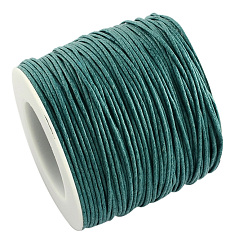 Teal Eco-Friendly Waxed Cotton Thread Cords, Macrame Beading Cords, for Bracelet Necklace Jewelry Making, Teal, 1mm, about 100yards/roll