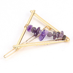 Аметист Заколки для волос из сплава, с аметистом, аксессуары для волос для женщин и девочек, треугольные, 60x55x40 мм
