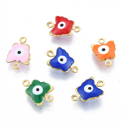 Mixed Color 304 Stainless Steel Enamel Connector Charms, Real 18K Gold Plated, Butterfly with Evil Eye Charm, Mixed Color, 12.5x8.5x3mm, Hole: 1.2mm