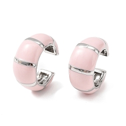 Платина Серьги-каффы в форме буквы С из латуни, с эмалью, платина, 15x7.5 мм