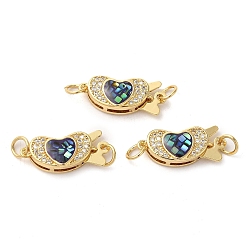 Темно-синий  Шифер Латунные застежки из прозрачного кубического циркония с микропаве, с синтетическим опалом, долговечный, без свинца и без кадмия, с целью перехода в кольце, реальный 18 k позолоченный, сердце, темный сланец синий, 9x20x5 мм, отверстие : 3 мм