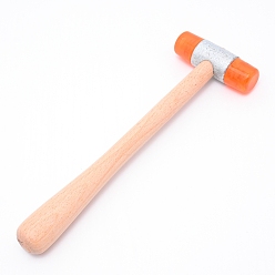 Dark Orange Rubber Hammer, with Wooden Handle & Iron Connector, Dark Orange, 26~26.5x8.6x2.9~2.95cm