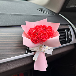 big red Car Aromatherapy Ornament Handmade DIY Mini Rose Clip Immortal Bouquet Car Air Vent Decoration