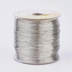 Platinum Eco-Friendly Round Copper Wire, Copper Beading Wire for Jewelry Making, Long-Lasting Plated, Platinum, 24 Gauge, 0.5mm, about 1082.68 Feet(330m)/500g