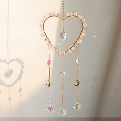 Хрусталь Подвеска-ловец солнца из розового кварцевого стекла, создатель радуги, украшение сада и дома своими руками, сердце, 500 мм