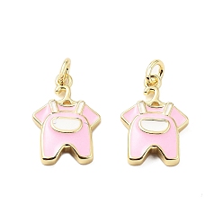 Pink Латунь эмаль прелести, с прыжковых колец, подвески для детской одежды, стойки покрытие, реальный 18 k позолоченный, без свинца и без кадмия, долговечный, розовые, 14.5x10x2.5 мм, отверстие : 2.2 мм