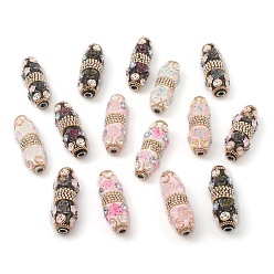 Mixed Color Handmade Indonesia Beads, with Resin Findings and Rhinestone, ABS Imitation Pearl, Oval, Mixed Color, 60x21mm, Hole: 4.5mm
