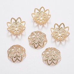 Golden 201 Stainless Steel Fancy Bead Caps, Flower, Multi-Petal, Golden, 11x4mm, Hole: 1mm