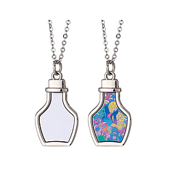 Platinum Sublimation Blank Aluminum Pendant Necklace, Playing Card Theme Alloy Blank Photo Picture Pendant Necklace for Men Women, Platinum, Platinum, 18.50 inch(47cm), Sheet: 24.5x17.5x0.5mm