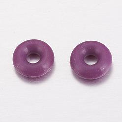 Purple Rubber O Rings, Donut Spacer Beads, Fit European Clip Stopper Beads, Purple, 2mm
