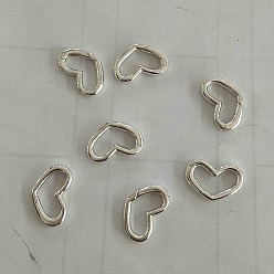 Серебро 925 пружинные кольца из стерлингового серебра, сердце, серебряные, 10.5x16x2 мм, внутренний диаметр: 8.5x11.5 мм