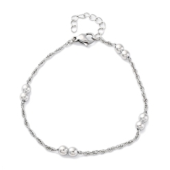 Нержавеющая Сталь Цвет 304 женские браслеты-цепочки из нержавеющей стали, арахис, цвет нержавеющей стали, 6-3/4 дюйм (17.2 см)