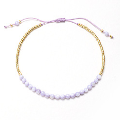 Аметист Бохо-стиль натуральный аметист круглый плетеный бисер браслеты для женщин, со стеклянными бисеринами