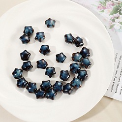 Морской Синий Фарфоровые бусины ручной работы, звезда, Marine Blue, 17 мм, отверстие : 2 мм