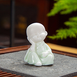 Светло-голубой Статуя Будды из керамики, украшение для домашнего офиса по фэн-шуй, светло-голубой, 25x30x40 мм