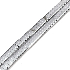 Silver Plated Electroplated Non-magnetic Synthetic Hematite Beads Strands, Rectangle, 2-Hole, Silver Plated, 5x2x2mm, Hole: 0.8mm, about 193pcs/strand, 8.27 inch(21cm)