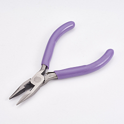 Stainless Steel Color 45# Carbon Steel Jewelry Pliers, Chain Nose Pliers, Polishing, Gray, Stainless Steel Color, 12x8.1x0.9cm