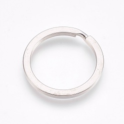 Platinum Alloy Split Key Rings, Keychain Clasp Findings, Platinum, 25x2mm, Inner Diameter: 20mm