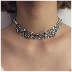 silver Minimalist Fringe Pendant Alloy Necklace for Women, Boho Choker Chain Jewelry