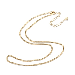 Real 18K Gold Plated Brass Curb Chain Necklaces, Long-Lasting Plated, Real 18K Gold Plated, 16.34 inch(41.5cm)
