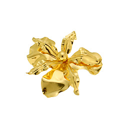 Light Gold Iron Flower Cuff Open Rings for Women, Light Gold, US Size 4 1/4(15~20mm)