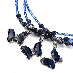 Содалитовое Ожерелья с подвесками-бабочками из натурального содалита, ожерелья из бисера для женщин, 18.82 дюйм (47.8 см)
