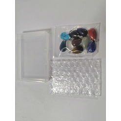 Mixed Stone 10Pcs 10 Style Natural & Synthetic Gemstone Pendants, with Platinum Alloy Findings, Teardrop, 23~24x14x8mm, Hole: 4x5mm, 1pc/style