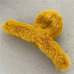 J136-B22 Turmeric Yellow Cute 13cm Plush Bunny Hair Clip for Autumn/Winter Cream-colored Hairstyles
