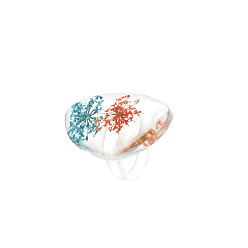 Medium Turquoise Transparent Resin Finger Ring, Pressed Flower Jewelry for Women, Medium Turquoise, US Size 6 1/2(16.9mm)