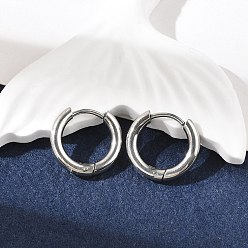 Нержавеющая Сталь Цвет Устойчивые к потускнению 201 серьги-кольца из нержавеющей стали, с 304 штифтов из нержавеющей стали, кольцо, цвет нержавеющей стали, 15x2.5 мм, штифты : 0.8 мм