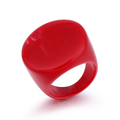 Red Bold and Retro Resin Oval Ring for Fashionable Statement Jewelry