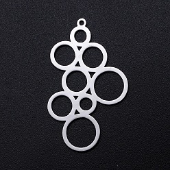 Stainless Steel Color 201 Stainless Steel Pendants, Filigree Joiners Findings, Laser Cut, Bubble, Stainless Steel Color, 40x24x1mm, Hole: 1.4mm