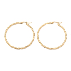 Золотой Серьги из 201 нержавеющей стали, с 304 штифтов из нержавеющей стали, вакуумное покрытие pvd, плоско-круглые, золотые, 43x2.5 мм