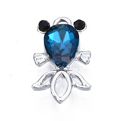 Капри Синий Талисман из сплава, со стразами, без кадмия и без свинца, золотая рыбка, Капри синий, 20x11.5x4.5 мм, отверстие : 1.8 мм