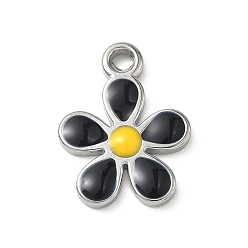 Черный 304 нержавеющей стальной эмали подвески, , цвет нержавеющей стали, чёрные, 23.5x18x3 мм, отверстие : 3 мм